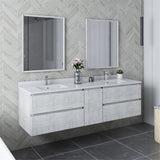 Fresca FVN31-301230RWH Fresca Formosa 72" Wall Hung Double Sink Modern Bathroom Vanity w/ Mirrors in Rustic White