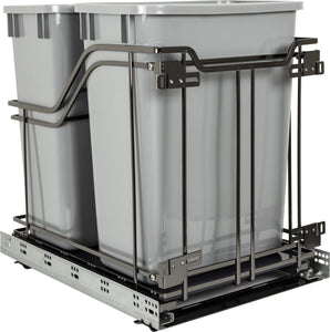 Hardware Resources SWS-MBMD35GBN Double 35 Quart Black Nickel STORAGE WITH STYLE® Metal Soft-close Trashcan Pullout