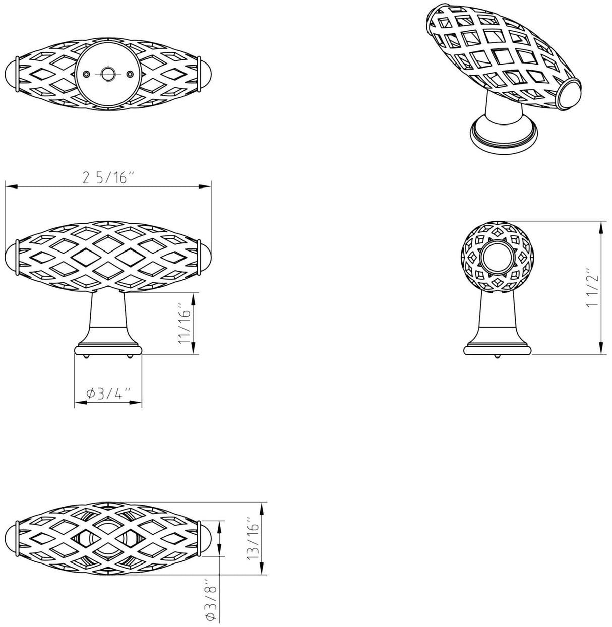 Jeffrey Alexander 749ABSB 2-5/16" Overall Length Antique Brushed Satin Brass Birdcage Tuscany Cabinet "T" Knob