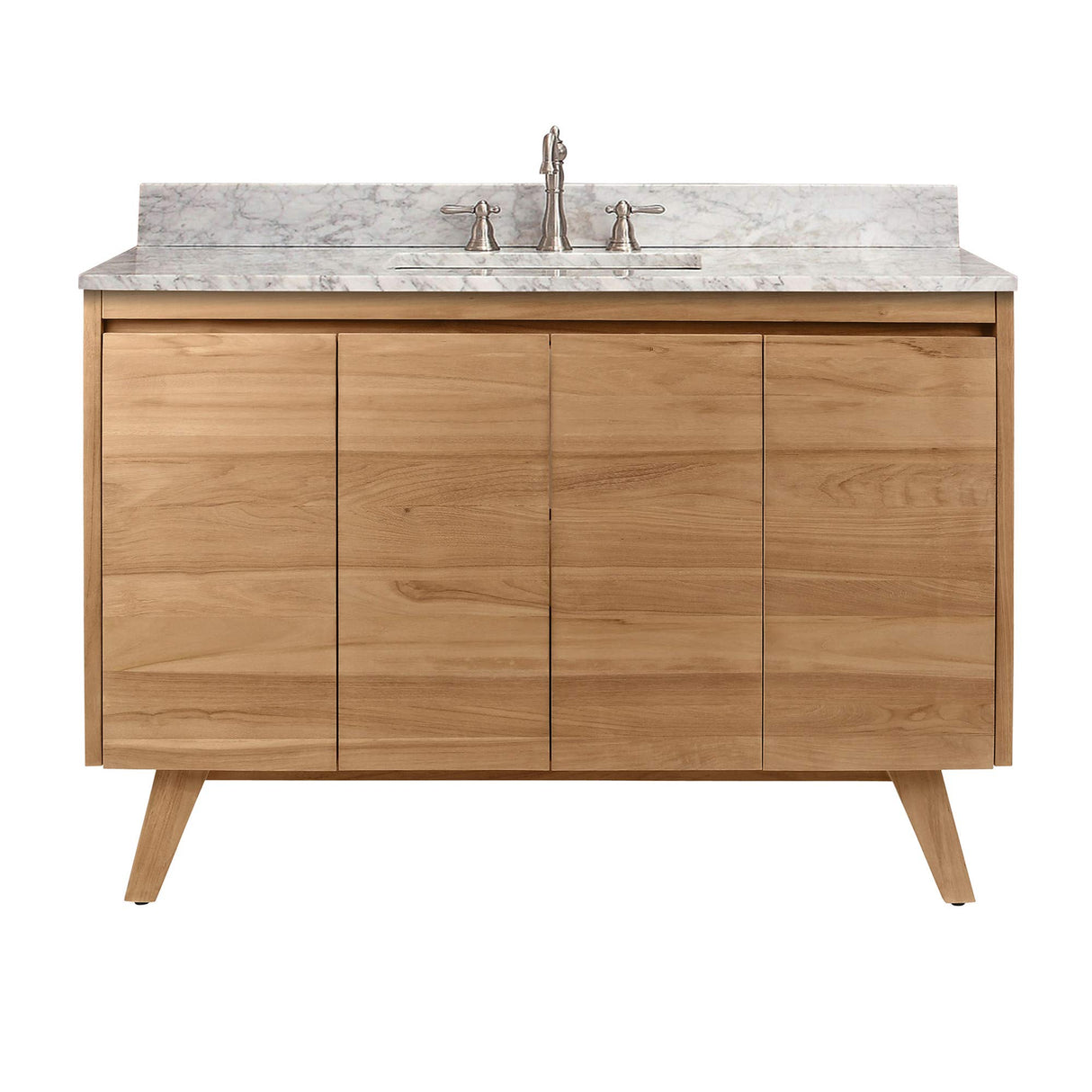 Avanity Coventry 49 in. Vanity Combo in Natural Teak with Carrara White Marble Top