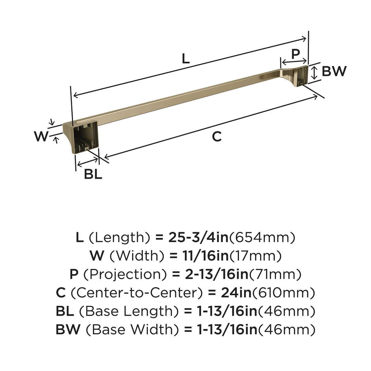 Amerock BH36024BBZ Golden Champagne Towel Bar 24 in (610 mm) Towel Rack Mulholland Bathroom Towel Holder Bathroom Hardware Bath Accessories