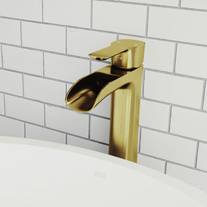 VIGO Niko 10.5 inch H Single Hole Single Handle Bathroom Faucet in Matte Gold - Vessel Sink Faucet VG03024MG