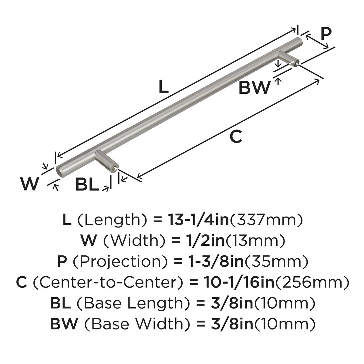 Amerock Cabinet Pull Stainless Steel 10-1/16 inch (256 mm) Center to Center Bar Pulls 1 Pack Drawer Pull Drawer Handle Cabinet Hardware