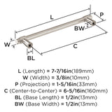 Amerock Cabinet Pull Satin Nickel 6-5/16 inch (160 mm) Center-to-Center Destine 1 Pack Drawer Pull Cabinet Handle Cabinet Hardware