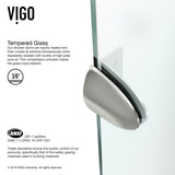 VIGO VG6063BNCL47 45.63" -45.63" W -73.38" H Frameless Hinged Neo-angle Shower Enclosure with Clear 0.38" Tempered Glass and Stainless Steel Hardware in Brushed Nickel Finish with Reversible Handle