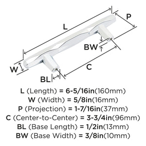 Amerock Cabinet Pull Polished Chrome 3-3/4 inch (96 mm) Center to Center St. Vincent 1 Pack Drawer Pull Drawer Handle Cabinet Hardware