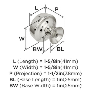 Amerock Cabinet Knob Polished Nickel 1-5/8 inch (41 mm) Diameter Kane 1 Pack Drawer Knob Cabinet Hardware