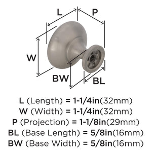 Amerock Cabinet Knob Satin Nickel 1-1/4 inch (32 mm) Diameter Edona 1 Pack Drawer Knob Cabinet Hardware