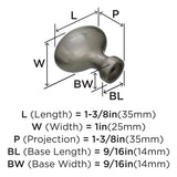 Amerock Cabinet Knob Satin Nickel 1-3/8 inch (35 mm) Length Vaile 1 Pack Drawer Knob Cabinet Hardware