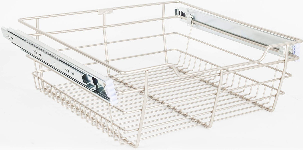 Hardware Resources POB1-14176SN Satin Nickel Closet Pullout Basket with Slides 14"D x 17"W x 6"H
