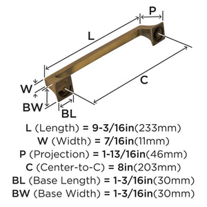 Amerock Appliance Pull Gilded Bronze 8 inch (203 mm) Center to Center Mulholland 1 Pack Drawer Pull Drawer Handle Cabinet Hardware