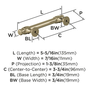 Amerock Cabinet Pull Golden Champagne 3-3/4 in (96 mm) Center-to-Center Drawer Pull Winsome Kitchen and Bath Hardware Furniture Hardware