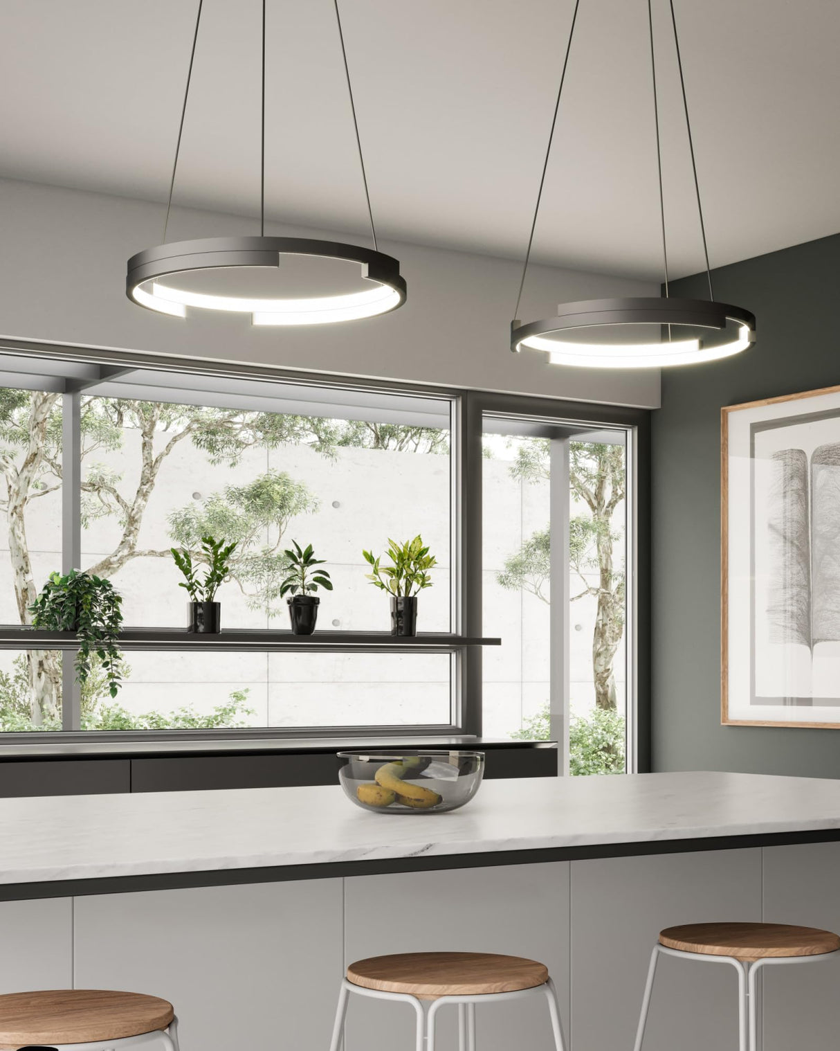 Kuzco PD52719-WT ANELLO MINOR 19" PENDANT WALNUT 46W 120VAC WITH LED DRIVER 3000K 90CRI