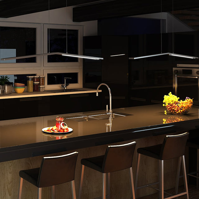 Vonn VMC31520AL Haeidi 43" LED Low-Profile Linear Chandelier in Satin Nickel