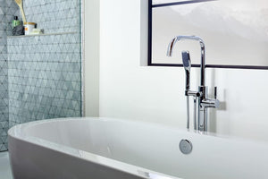 Miseno MTF194 Floor Mounted Tub Filler with Integrated Valve and Diverter - Includes Hand Shower - Flat Black