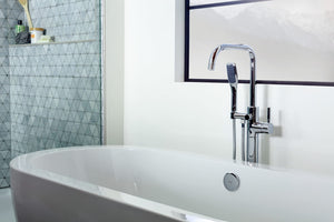Miseno MTF194 Floor Mounted Tub Filler with Integrated Valve and Diverter - Includes Hand Shower - Flat Black