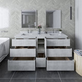 Fresca FVN31-301230RWH-FC Fresca Formosa 72" Floor Standing Double Sink Modern Bathroom Vanity w/ Mirrors in Rustic White