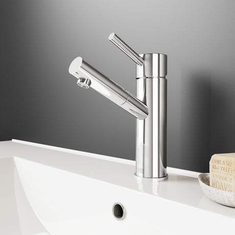 VIGO Noma 7.75 inch H Single Hole Single Handle Single Hole Bathroom Faucet in Chrome - Bathroom Sink Faucet VG01009CH