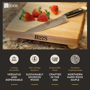John Boos B12S Small Maple Cutting Board for Kitchen Prep 12 x Inches, 1.5 Inches Thick Edge Grain Square Charcuterie Block with Wooden Bun Feet 12X12X1.5 MPL-EDGE GR-MPL BUN FT