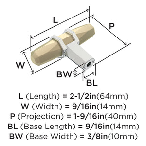 Amerock Cabinet Knob Golden Champagne/Polished Chrome 2-1/2 inch (64 mm) Length London 1 Pack Drawer Knob Cabinet Hardware