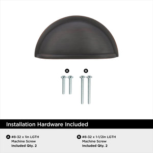 Amerock Cabinet Cup Pull Oil Rubbed Bronze 3 inch (76 mm) Center to Center Cup Pulls 1 Pack Drawer Pull Drawer Handle Cabinet Hardware