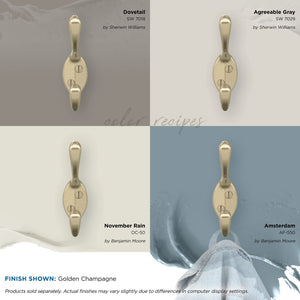 Amerock H55451BBZ Noble Double Prong Decorative Wall Hook Golden Champagne Hook for Coats, Hats, Backpacks, Bags Hooks for Bathroom, Bedroom, Closet, Entryway, Laundry Room, Office