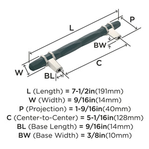 Amerock Cabinet Pull Black Bronze/Satin Nickel 5-1/16 inch (128 mm) Center-to-Center London 1 Pack Drawer Pull Drawer Handle Cabinet Hardware