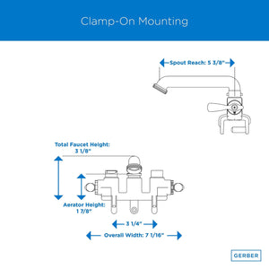 Gerber G0049531 Rough Brass Classics Two Handle Clamp On Laundry Faucet W/ D...