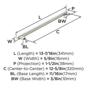 Amerock Kitchen Cabinet Pull Satin Nickel 12-5/8 in (320 mm) Center-to-Center Bronx 1 Pack Furniture Hardware Cabinet Handle Bathroom Drawer Pull