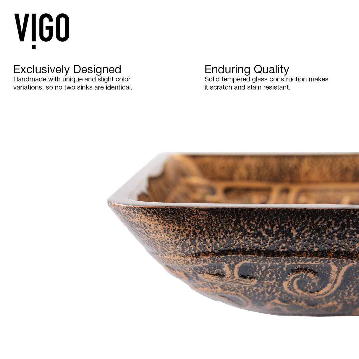 VIGO Golden 22.25 inch L x 14.5 inch W Over the Counter Freestanding Glass Rectangular Vessel Bathroom Sink in Gold and Brown Fusion - Sink for Bathroom VG07045