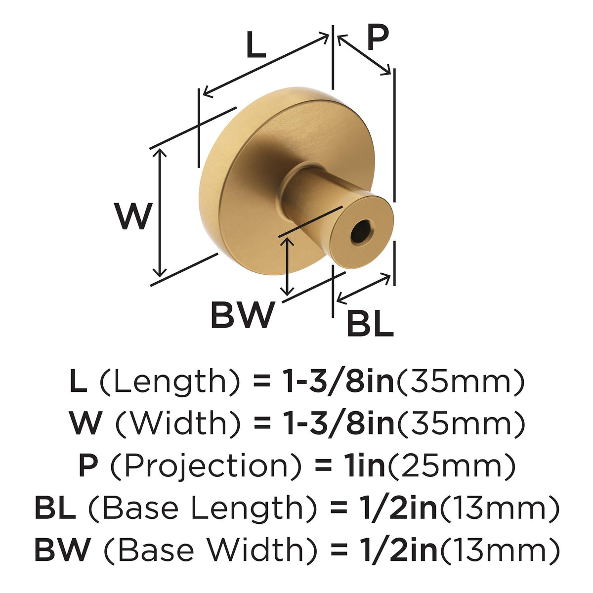 Amerock Cabinet Knob Champagne Bronze 1-3/8 inch (35 mm) Diameter Destine 1 Pack Drawer Knob Cabinet Hardware