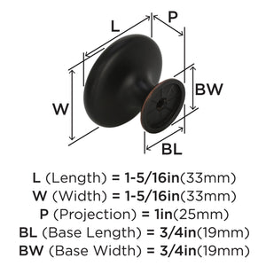 Amerock Cabinet Knob Oil Rubbed Bronze 1-5/16 inch (33 mm) Diameter Inspirations 1 Pack Drawer Knob Cabinet Hardware