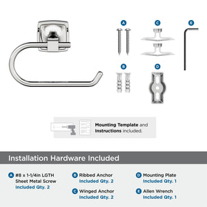 Amerock BH3609126 Chrome Single Post Toilet Paper Holder 7-1/16 in. (179 mm) Length Toilet Tissue Holder Stature Bath Tissue Holder Bathroom Hardware Bath Accessories