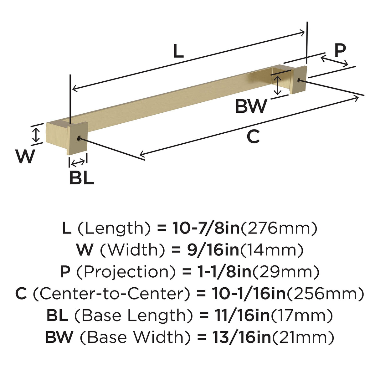 Amerock BP37361BBZ Golden Champagne Cabinet Pull 10-1/16 in (256 mm) Center-to-Center Cabinet Handle Appoint Drawer Pull Kitchen Cabinet Handle Furniture Hardware