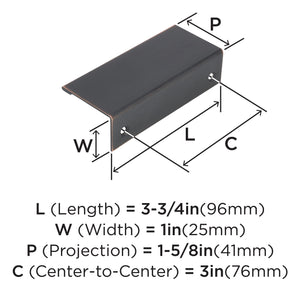 Amerock Cabinet Pull Oil Rubbed Bronze 3 inch (76 mm) Center to Center Edge Pull 1 Pack Drawer Pull Drawer Handle Cabinet Hardware