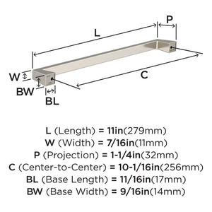 Amerock BP55283G10 Satin Nickel Cabinet Pull 10-1/16 in (256 mm) Center-to-Center Cabinet Handle Blackrock Drawer Pull Kitchen Cabinet Handle Furniture Hardware