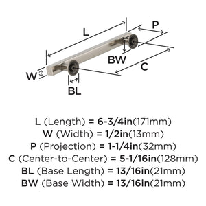 Amerock Corp BP37105G10 Everett Pull, 5-1/16 in (128 mm) Center-to-Center, Satin Nickel