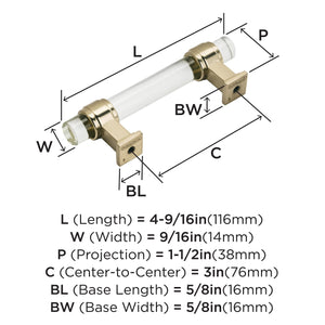 Amerock Cabinet Pull Clear/Golden Champagne 3 inch (76 mm) Center to Center Glacio 1 Pack Drawer Pull Drawer Handle Cabinet Hardware