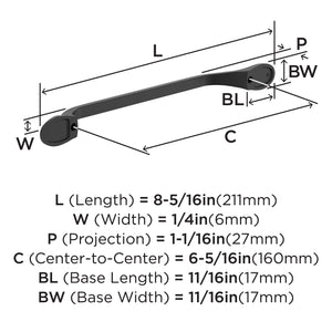 Amerock BP21938FB Matte Black Cabinet Pull 6-5/16 inch (160mm) Center-to-Center Cabinet Hardware Ravino Furniture Hardware Drawer Pull
