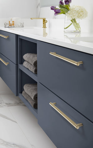Amerock Kitchen Cabinet Pull Golden Champagne 12-5/8 in (320 mm) Center-to-Center Bronx 1 Pack Furniture Hardware Cabinet Handle Bathroom Drawer Pull