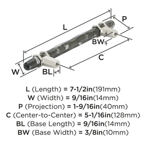 Amerock BP36649MBKPN Carrione Cabinet Pull, 5-1/16 in (128 mm) Center-to-Center, Marble Black/Polished Nickel