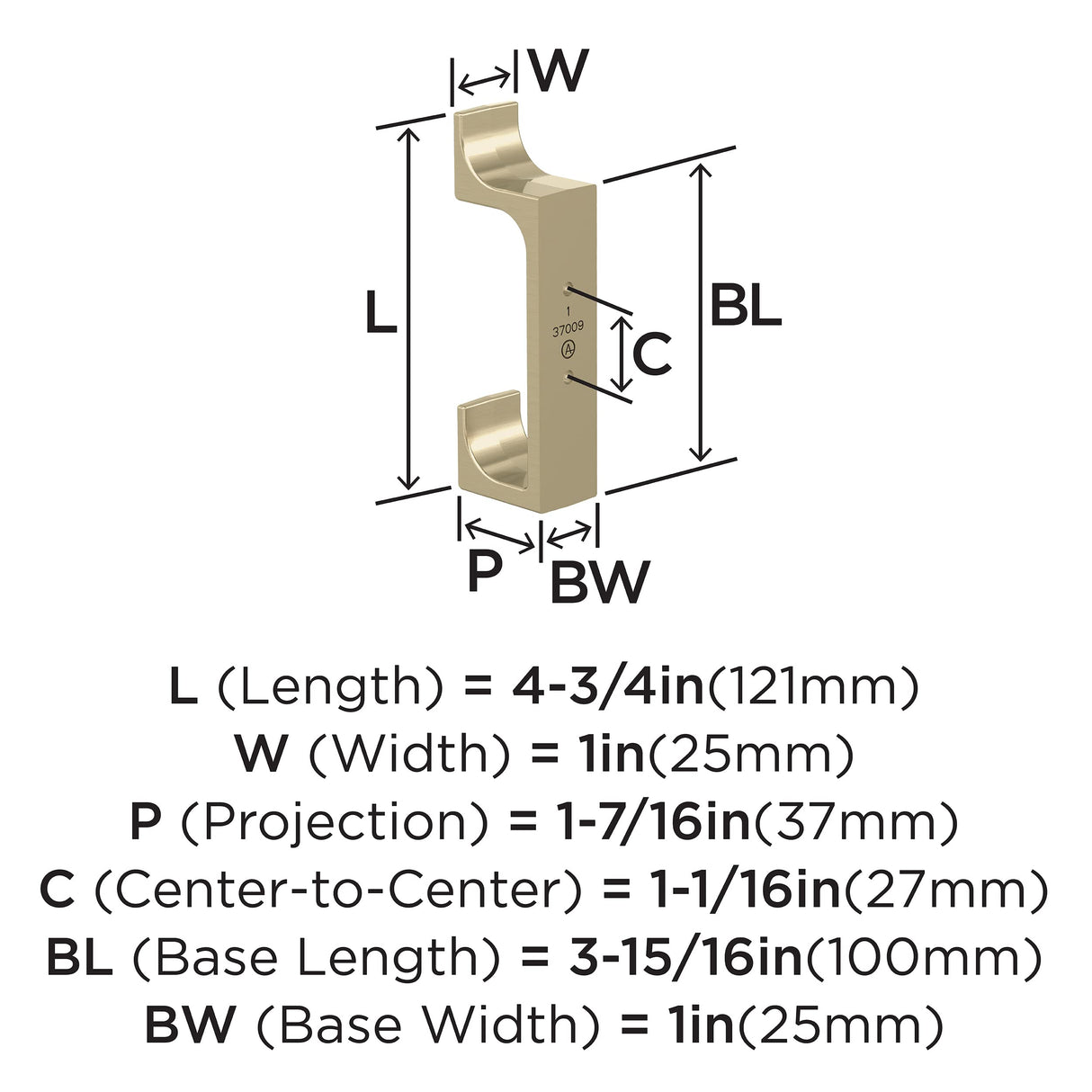 Amerock H37009BBZ Bray Double Prong Decorative Wall Hook Golden Champagne Hook for Coats, Hats, Backpacks, Bags Hooks for Bathroom, Bedroom, Closet, Entryway, Laundry Room, Office