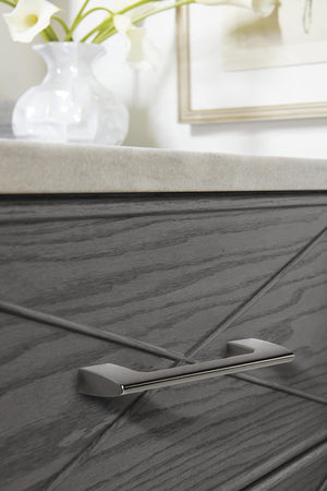 Amerock Cabinet Pull Graphite 3-3/4 inch (96 mm) Center to Center Riva 1 Pack Drawer Pull Drawer Handle Cabinet Hardware