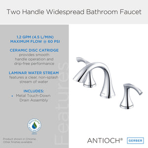 Gerber D304222BS Antioch Two Handle Widespread Lavatory Faucet - Satin Black