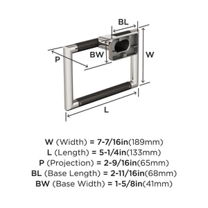 Amerock BH26612PNGM Polished Nickel/Gunmetal Towel Ring 5-1/4 in (133 mm) Length Towel Holder Esquire Hand Towel Holder for Bathroom Wall Small Kitchen Towel Holder Bath Accessories