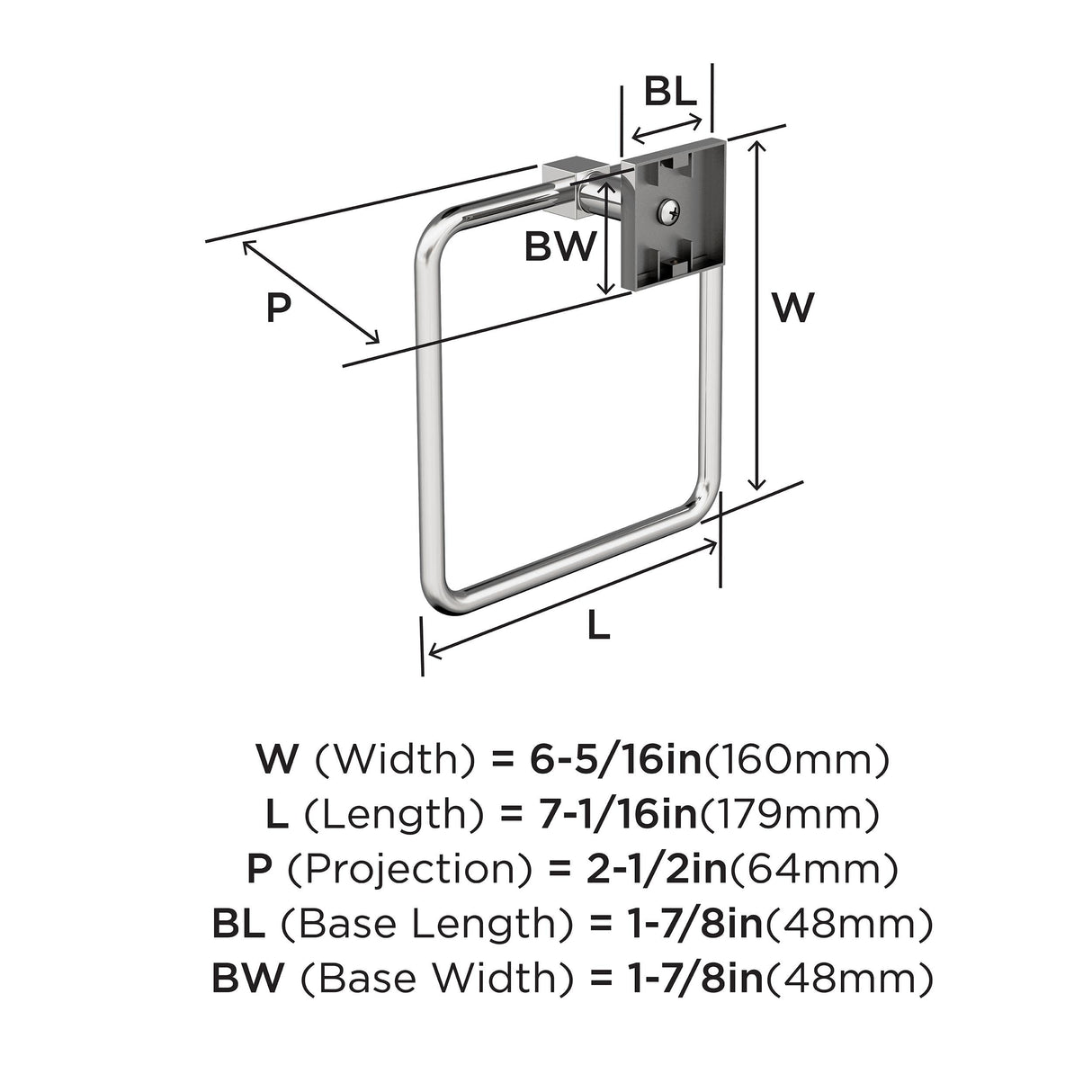 Amerock BH3607226 Chrome Towel Ring 7-1/16 in (179 mm) Length Towel Holder Appoint Hand Towel Holder for Bathroom Wall Small Kitchen Towel Holder Bath Accessories