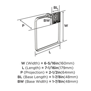 Amerock BH3607226 Chrome Towel Ring 7-1/16 in (179 mm) Length Towel Holder Appoint Hand Towel Holder for Bathroom Wall Small Kitchen Towel Holder Bath Accessories