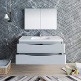 Fresca FVN9048GRG Fresca Tuscany 48" Glossy Gray Wall Hung Modern Bathroom Vanity w/ Medicine Cabinet
