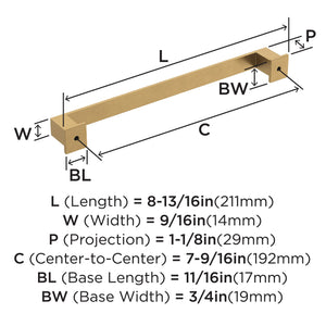 Amerock Cabinet Pull Champagne Bronze 7-9/16 inch (192 mm) Center-to-Center Appoint 1 Pack Drawer Pull Cabinet Handle Cabinet Hardware
