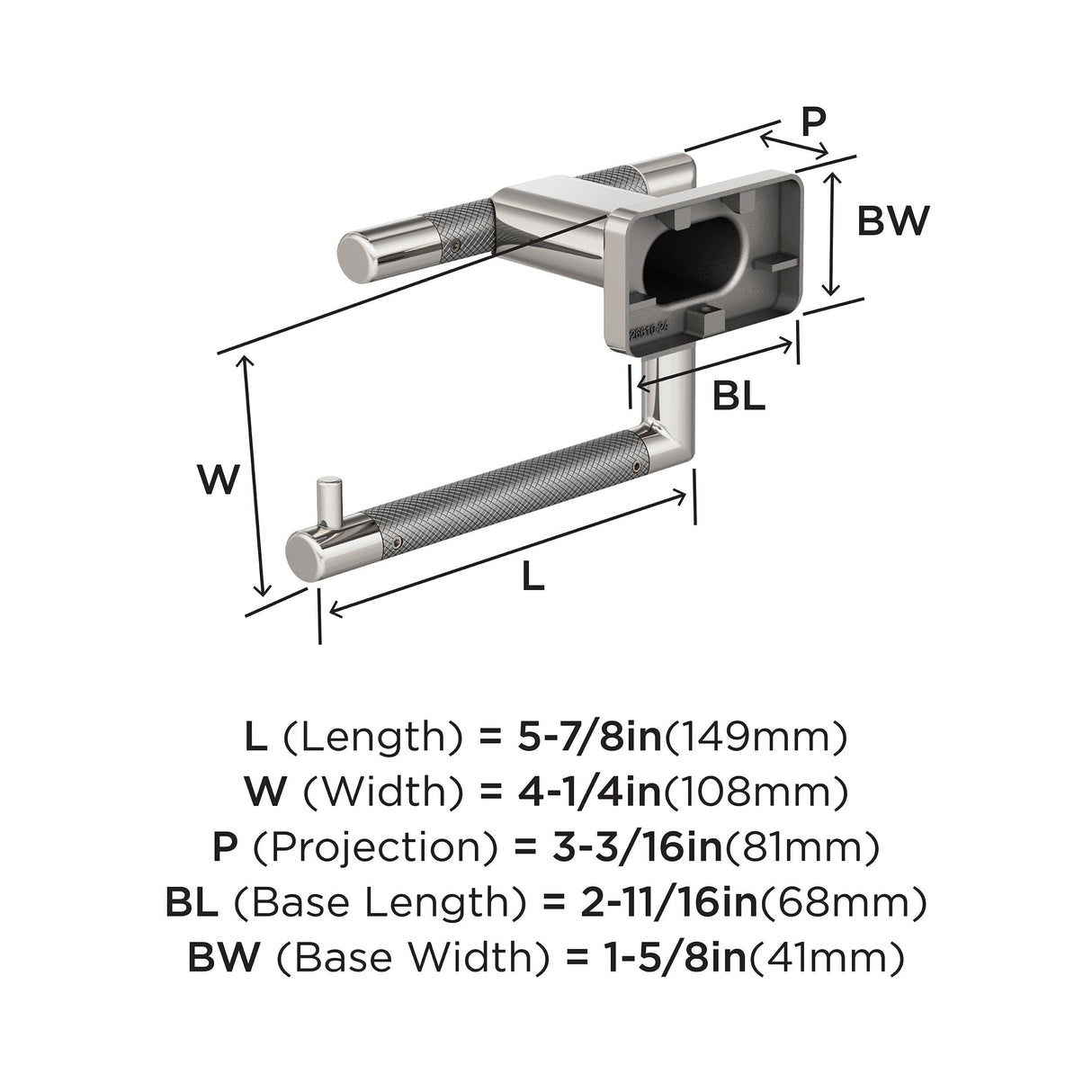 Amerock BH26617PNSS Polished Nickel/Stainless Steel Single Post Toilet Paper Holder 5-7/8 in. (149 mm) Toilet Tissue Holder Esquire Bath Tissue Holder Bathroom Hardware Bath Accessories